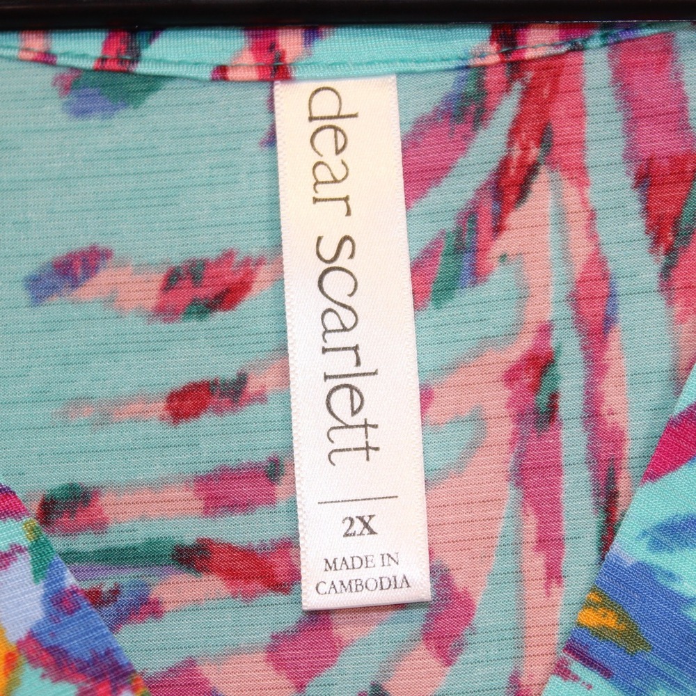 Dear Scarlett Womens 2X Sleeveless V-Neck Top Multi-Color Abstract Zebra Print - Picture 2 of 6